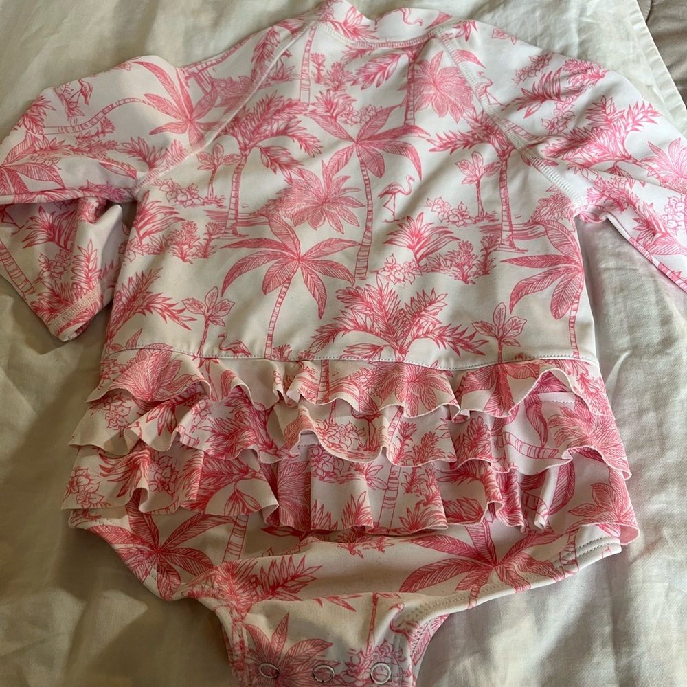 Janie and Jack Pink Leaf Print Baby Onesie